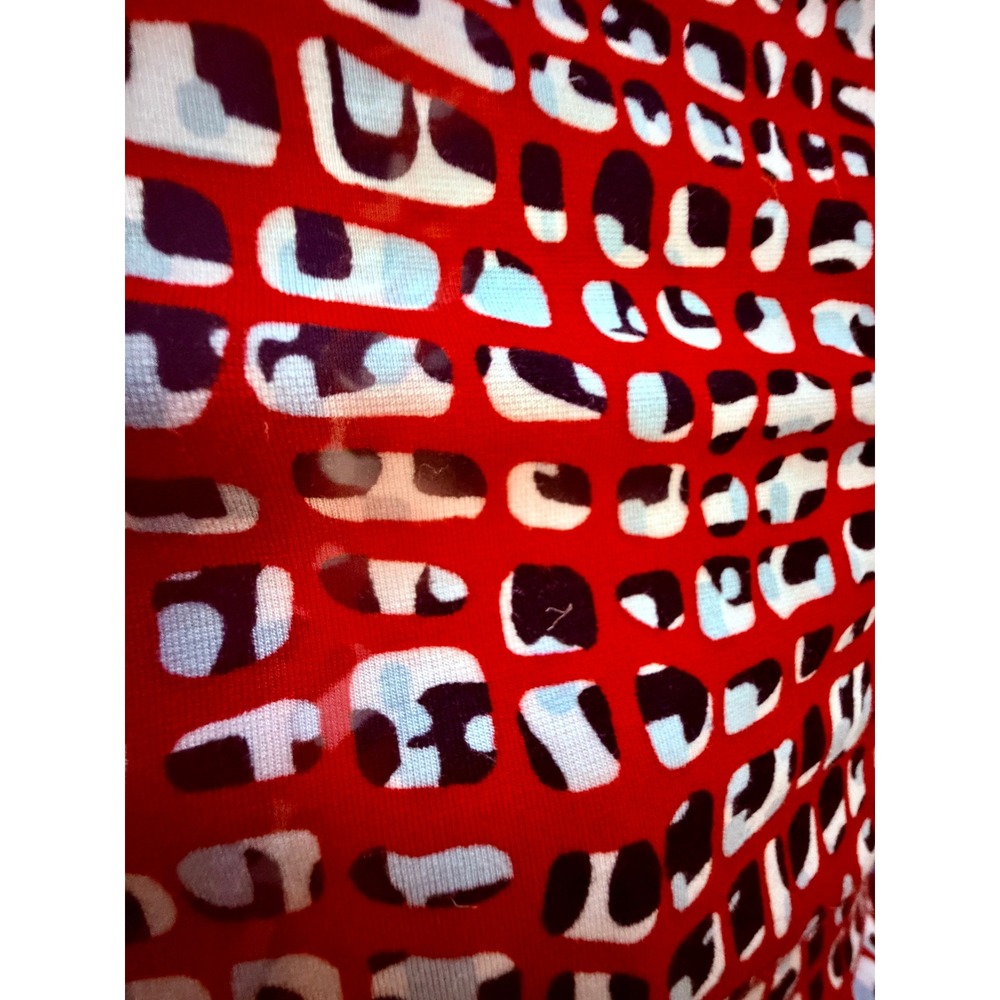 Max Mara Red‎ Black Geometric Print Long Sleeve Top medium luxury athleisure - Picture 5 of 7